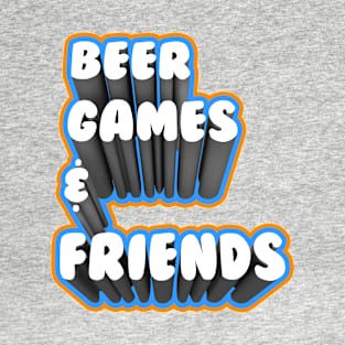 Beer, Games, & Friends Font Logo T-Shirt